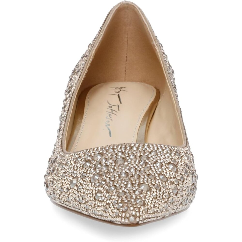 NWB Betsey Johnson Scout Rhinestone Pumps, Light Gold - Picture 2 of 9